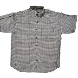 Bullhead Men's Plaid Button Up Shirt Short Sleeve Pocket Logo Size L Made in USA